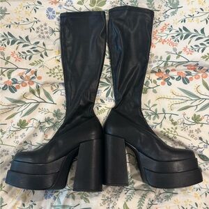 Steve Madden Black Cypress Platform Knee-High Boots